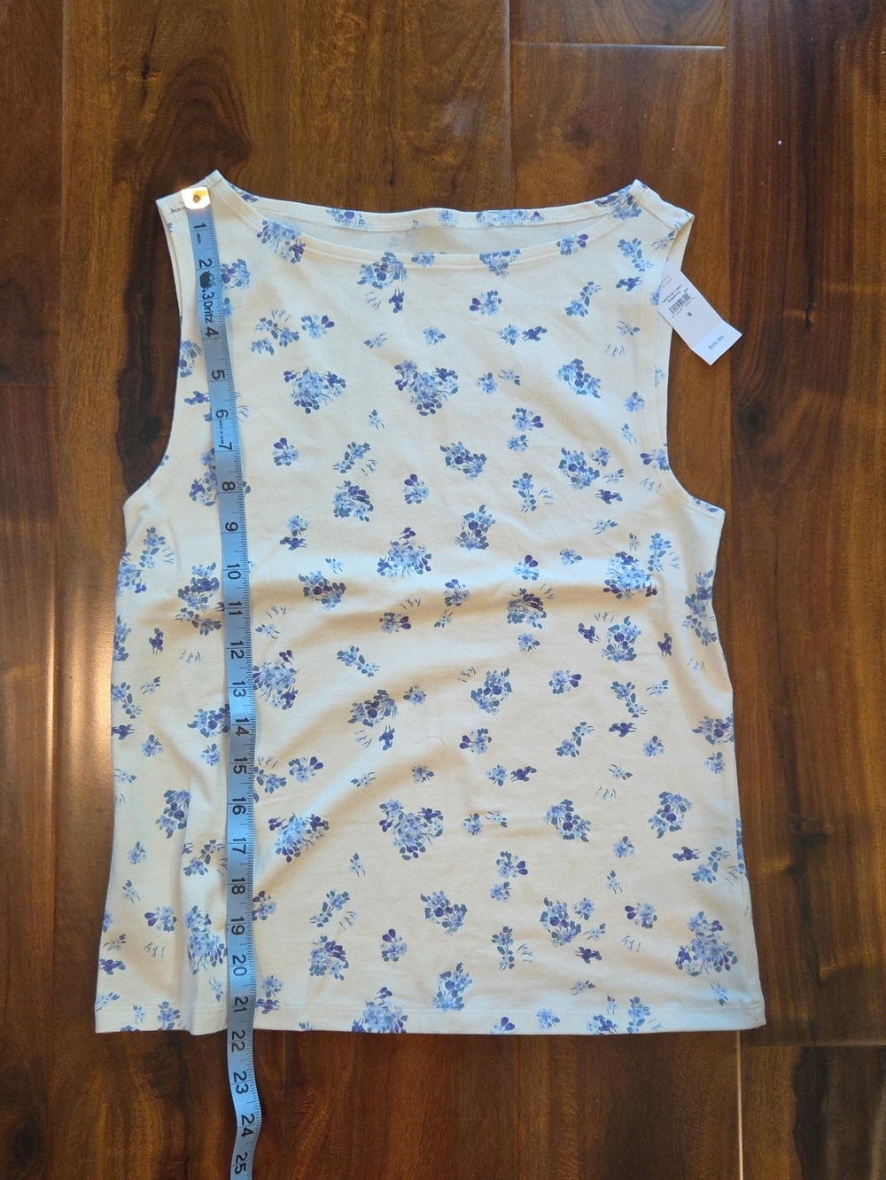 GAP Boatneck Tank Top Light Blue Floral - Picture 8 of 10